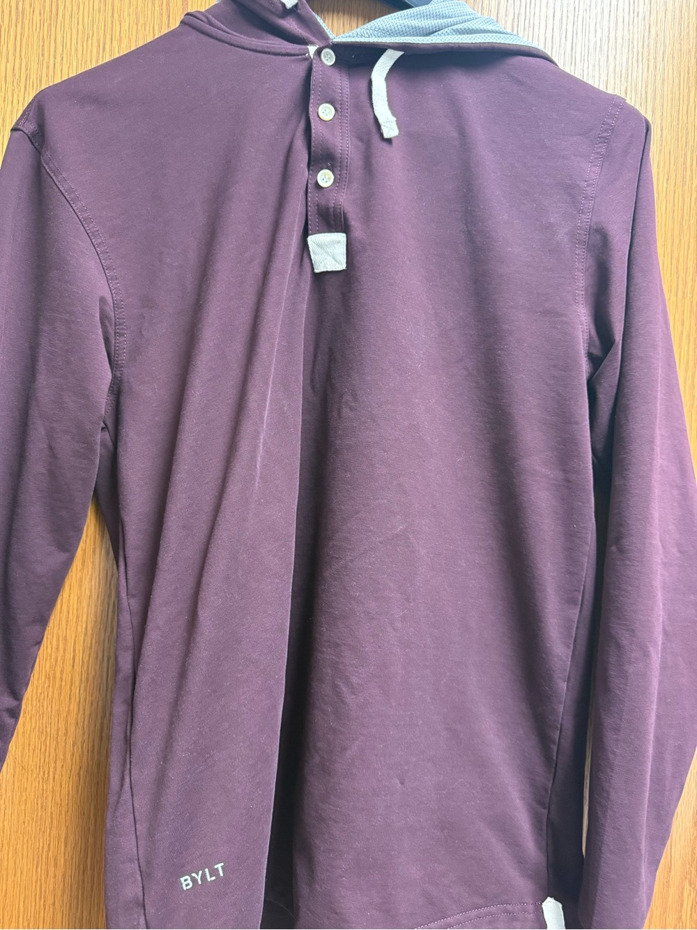 BYLT Basics Men's Long-Sleeve Hooded Polo - Plum